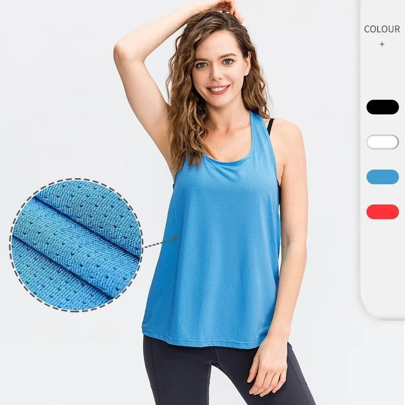 Yoga Cover Up Sleeveless Top Loose Moisture Wicking Tank Top Quick Dry Breathable Running Fitness Vest