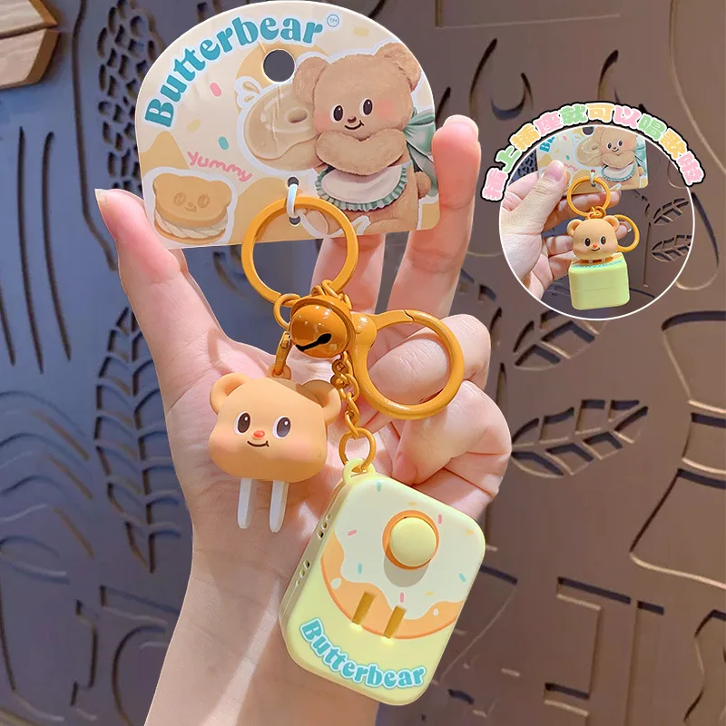 Cute Butterbear Funny Socket Singing Key Chain Interesting Exquisite Backpack Car Pendant Accessories Keyring Kawaii Kids Toy