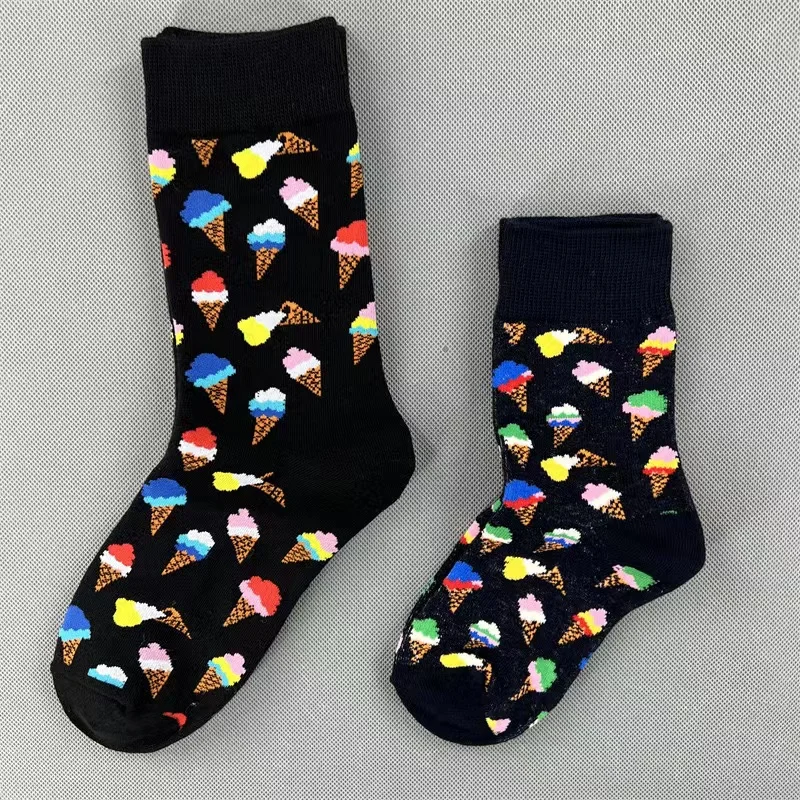 Chaussettes en coton pur parent-enfant, chaussettes pour mère et enfants, chaussettes pour garçons et filles, chaussettes pour bébé, les mêmes quatre saisons