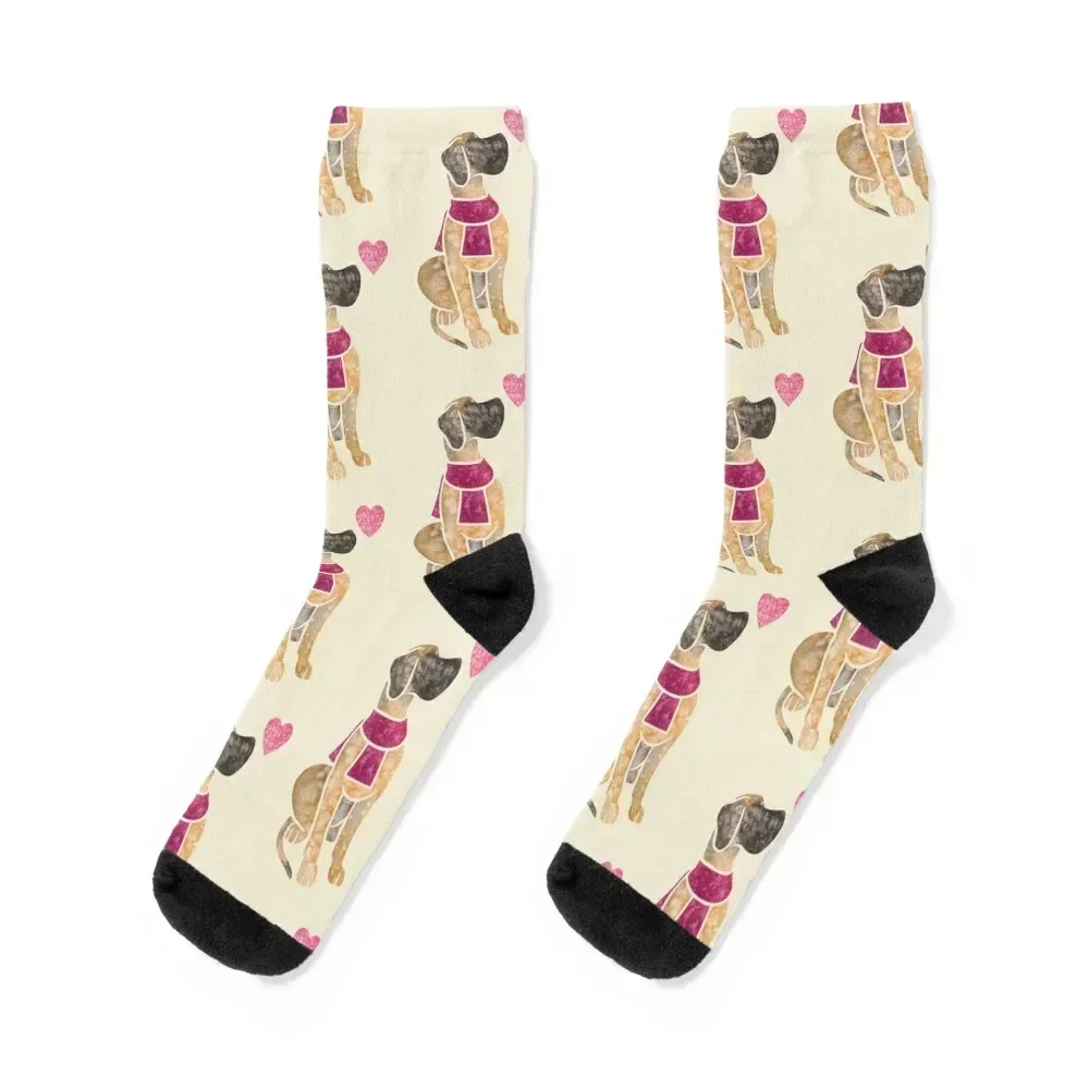 Watercolour Great Dane (fawn) Socks winter thermal floor golf Ladies Socks Men's