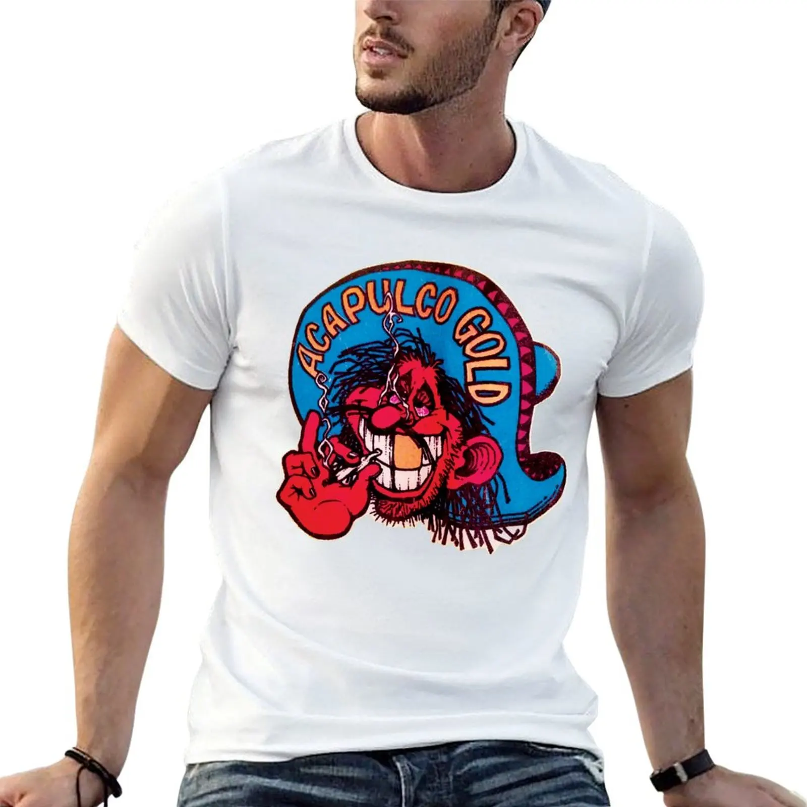 Camiseta ACAPULCO GOLD WEED MAN JOINT, camiseta de algodón 100%, camisetas lisas para hombre, camiseta suave de algodón