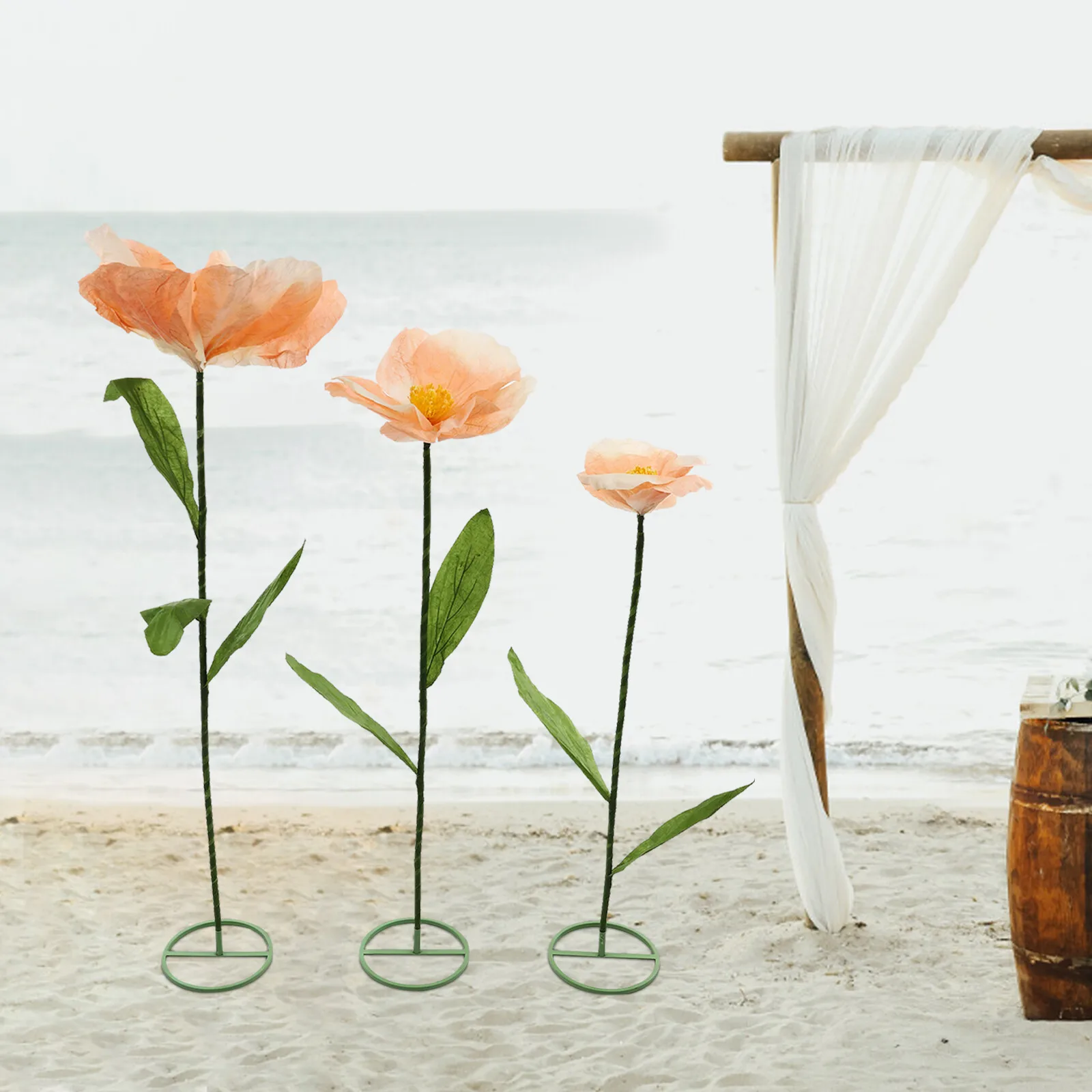 

Универсальные искусственные маки цвета шампанского, набор из 3 размеров с регулируемой высотой, премиальные фоны для свадьбы и мероприятий