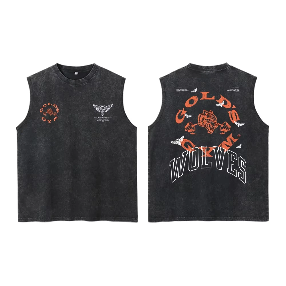 2026 new Sporty retro washed sweatshirt T-shirt Gym and fitness sleeveless T-shirt Basketball training workwear V-neck sweater