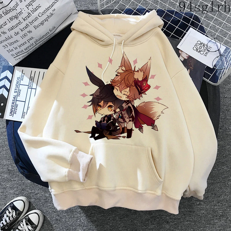 Unisex Kawaii Genshin Impact Hoodies Women Harajuku Aesthetic Clothes Sweatshirts Cute Hu Tao Anime Printed Hoodie Streetwear