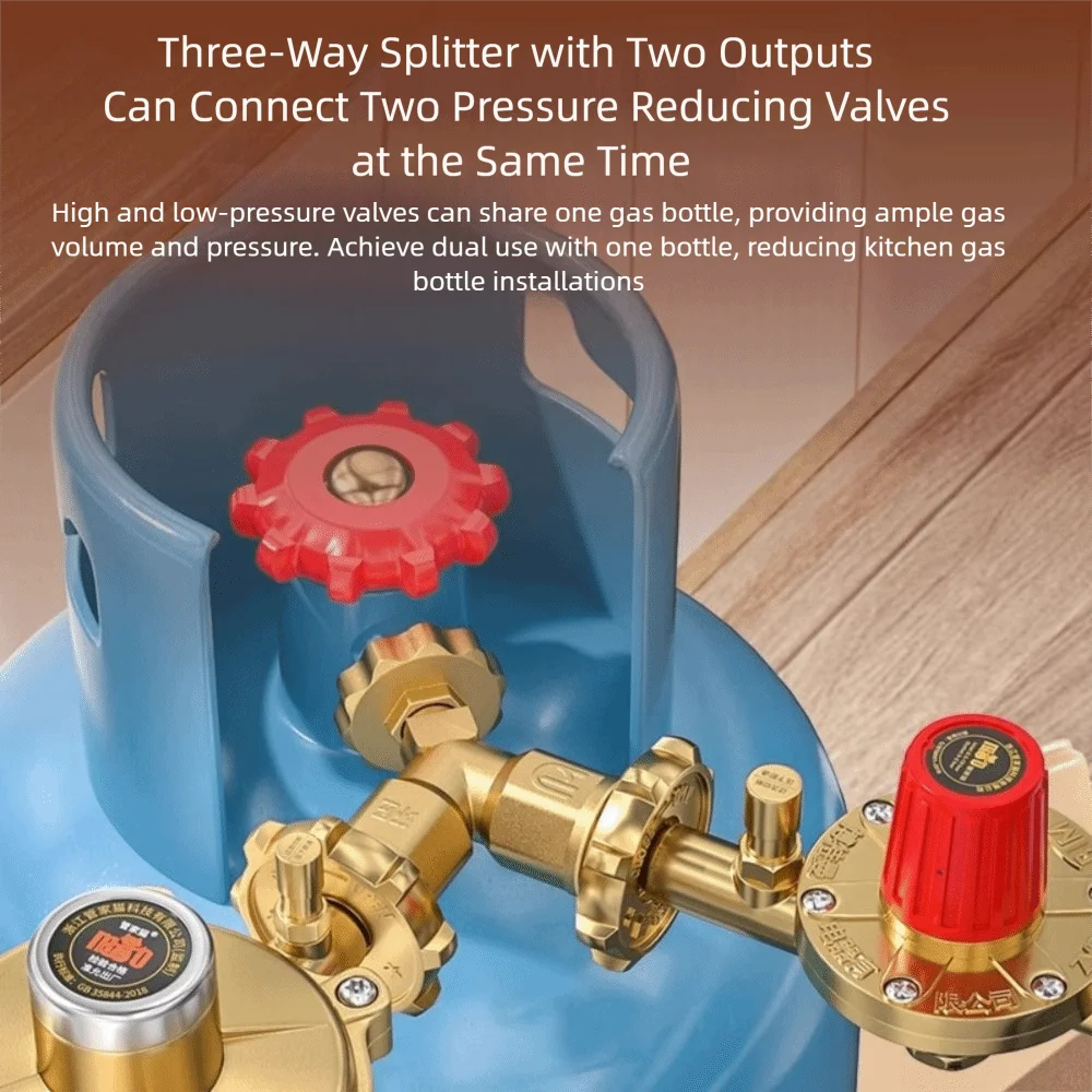 Brass Valve Fittings Y-shaped 4-point Gas Splitter Adapter stress relief with switch Gas tap changer Liquefied gas tank