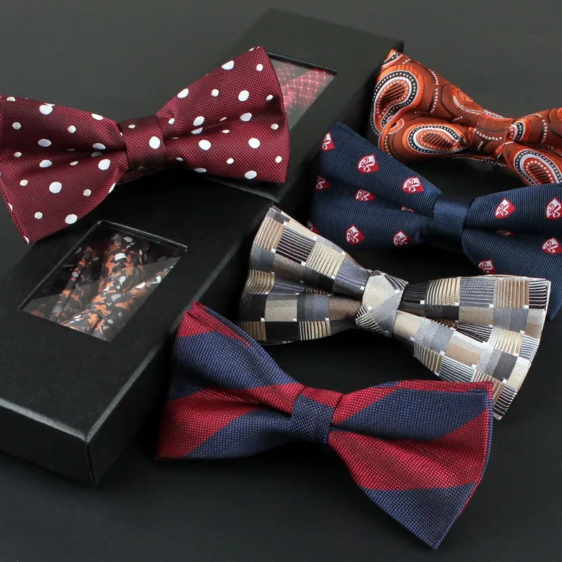 6*12CM Korean Version Polyester Bowties Striped Floral Jacquard Weave Bow Ties for Man Women Formal Business Groom Wedding Dress