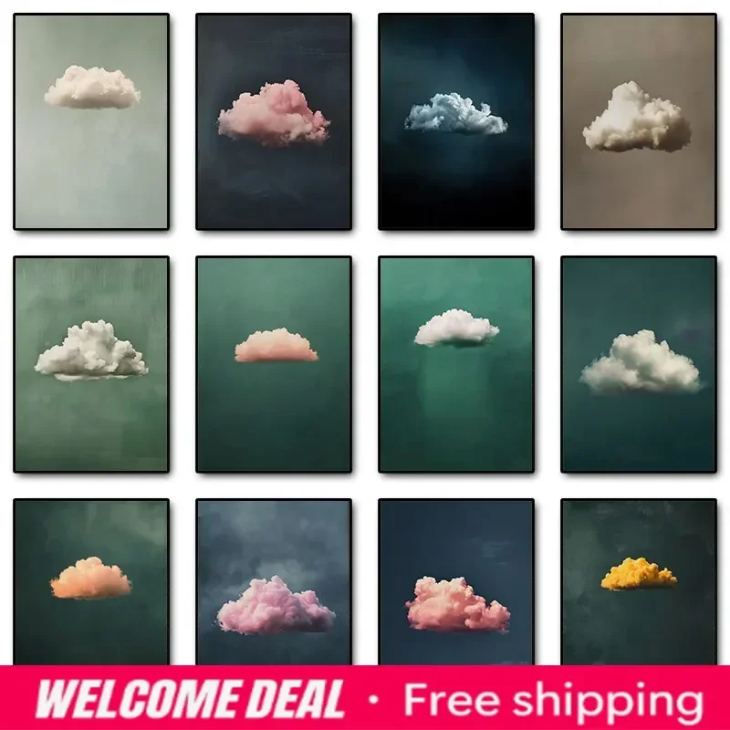 2026  Cloud Canvas Painting Abstract Pink Cloud Posters Prints Maximalist Wall Art Pictures for Living Room Home Decoration G