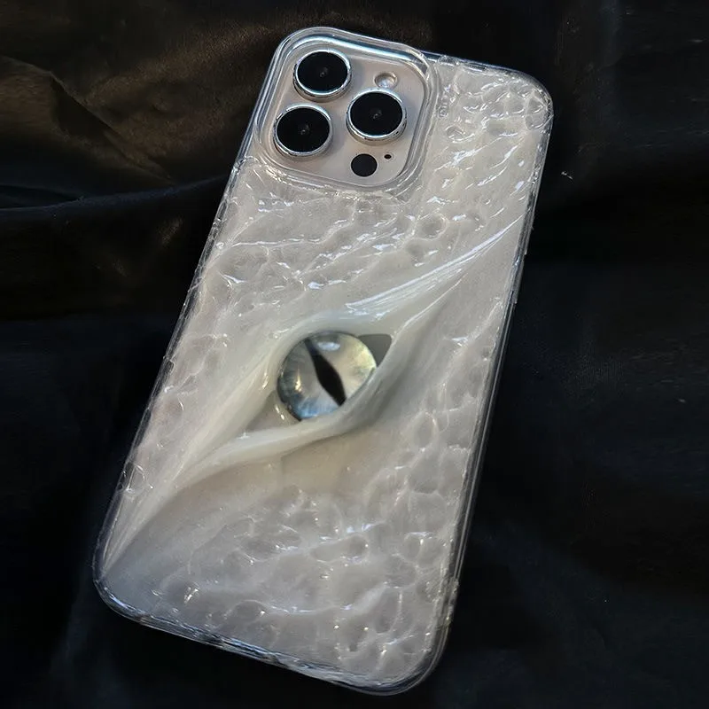 Luxury demon white snake eye 3D Eyeball Clear Case protection for iPhone 16 15 13 12 11 14 Pro Max XS XR 15 Plus X Coque