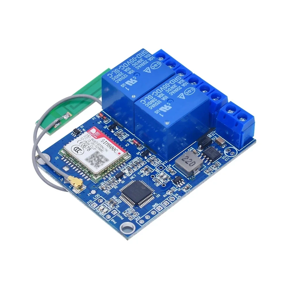 

SIM800C Remote Control Switch Sms Gsm Stm32F103C8T6 1/2 Channel Relay Module for Greenhouse Oxygen Pump
