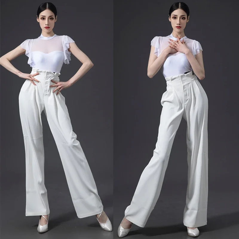 

Latin Dance Clothes Women Tops High Waist Pants Ballroom Dance Practice Clothing Adult Waltz Cha Cha Rumba Dancewear DNV18490