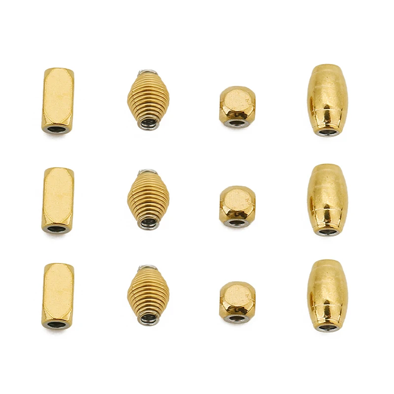 50pcs PVD Never Fade Stainless Steel Beads Gold Color Round Oval Loose Spacer Beads For DIY Necklace Bracelet Jewelry Making