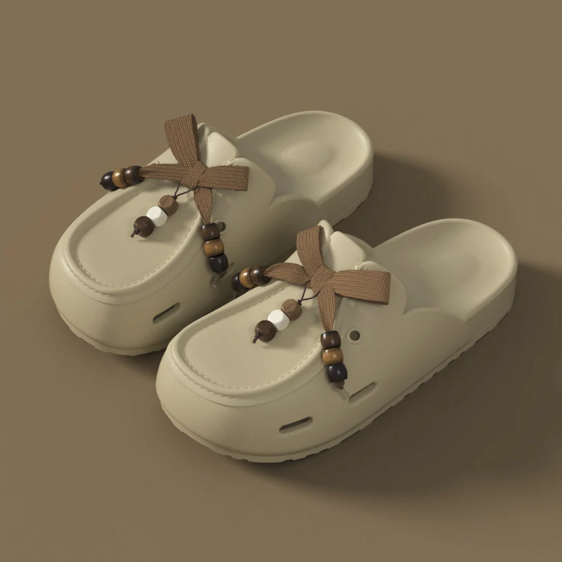 

Женские мюли на платформе, домашние тапочки, летние сабо с закрытым носком 2026, дизайнерская роскошная женская обувь, повседневные шлепанцы с бантом для дома и улицы