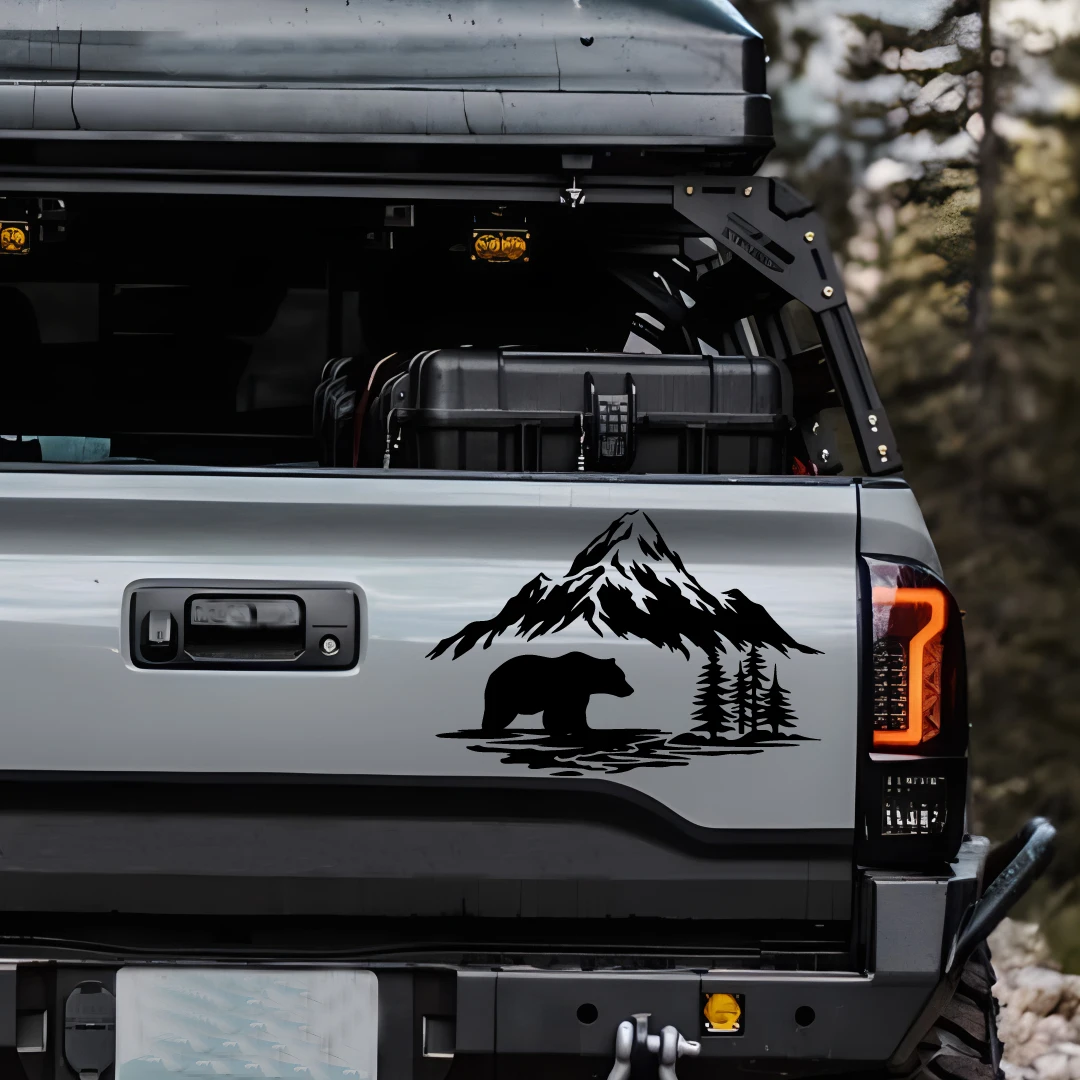 Bear Crossing Forest Adventure Pickup SUV Off-Road Car Sticker Window Glass Body Pull Flower Vinyl Decal Sticker - Image 2