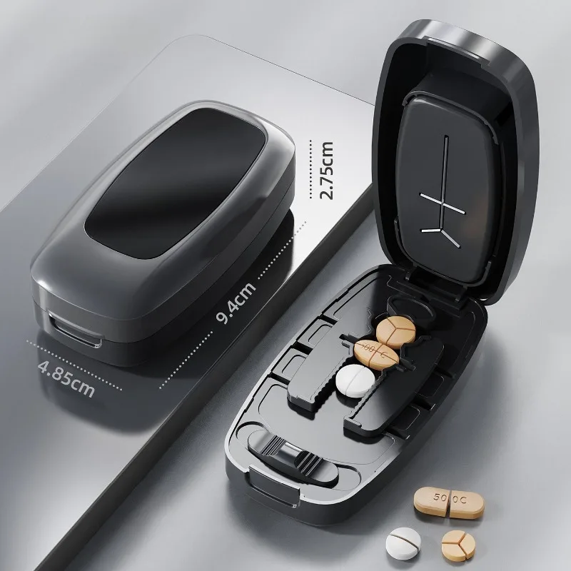 

3 в 1, коробка для хранения таблеток, портативный пилонепроницаемый разделитель для лекарств, органайзер, дробилка, резак для таблеток