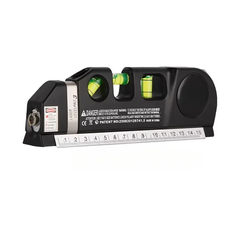 Portable laser level, tape measure, ruler, multi-function cross one-word line projector