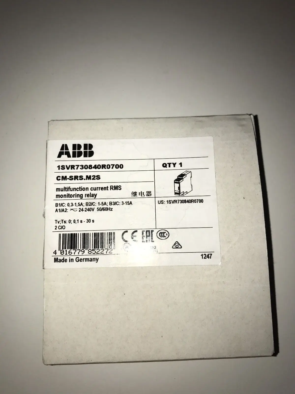 [Brand New Original Genuine] ABB Voltage Monitor CM-SRS. M1S/CM-SRS. M2S