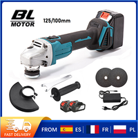 125/100mm Brushless Electric Angle Grinder 4 Speeds Cordless Rechargeable Cutting Polishing Machine for Makita 18V Battery