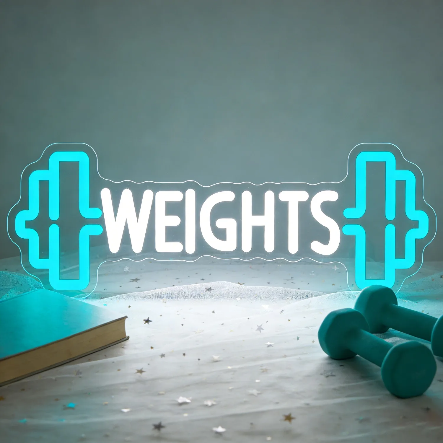 Weights Dumbbell Neon Sign LED Gym Fitness Bodybuilding USB Reusable Aesthetic Night Light for Home Studio Workout Room Decor