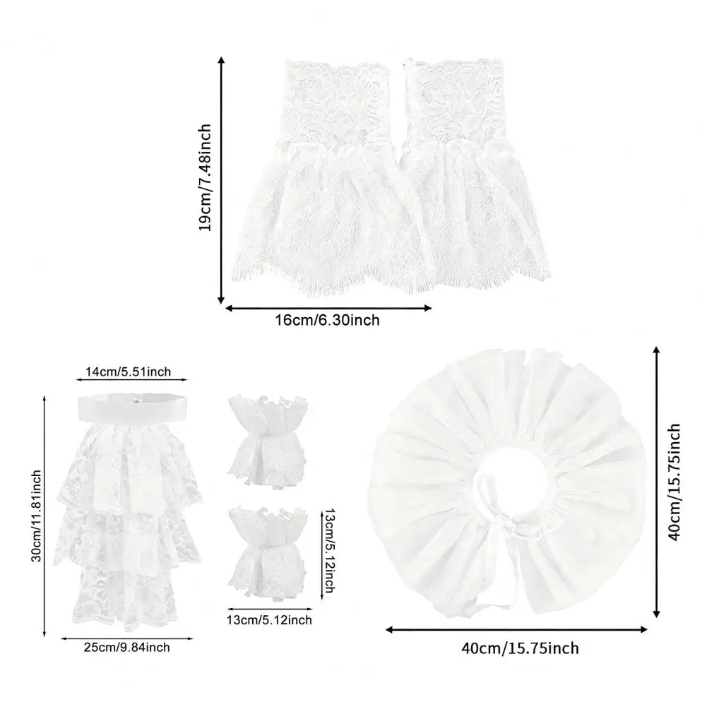 

Ruffle Collar And Cuffs Clown Collar White Black Lace Jabot Retro Victorian Collar For Cosplay Halloween Costume Party Accessory