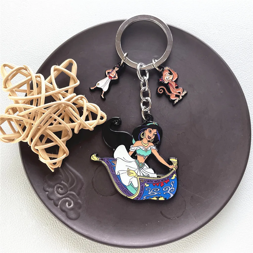 Disney Aladdin Princess Anime Cartoon Metal Keychain Gifts for woman girl