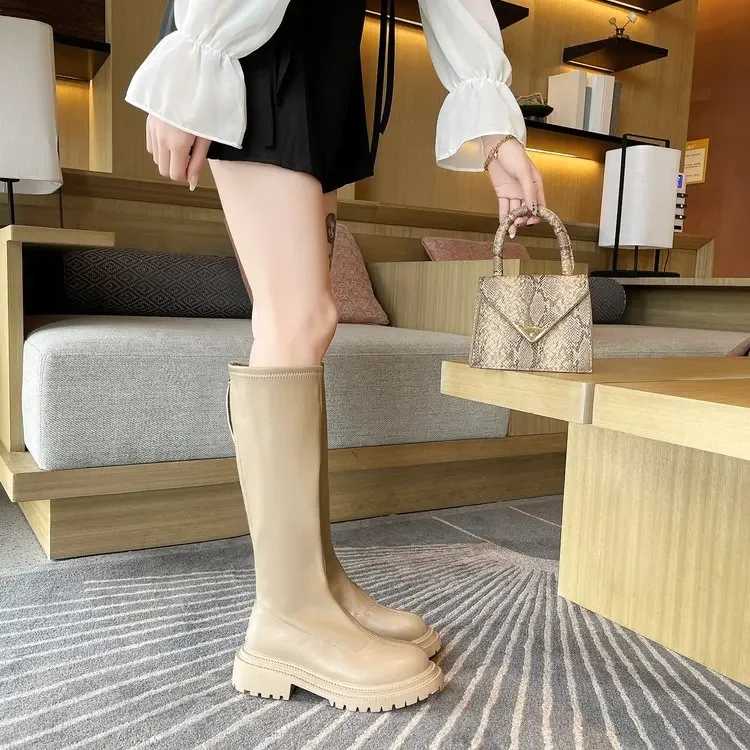 Boots Women\'s Shoes Long Boots Autumn and Winter Knight Boots 2021 New Boots Thin Autumn Fleece-Lined European and American...