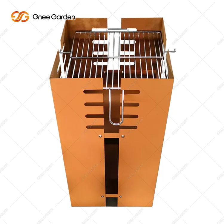 Charcoal Portable Folding Barbecue Grill Corten Steel Wood Fired Barbecue Grill