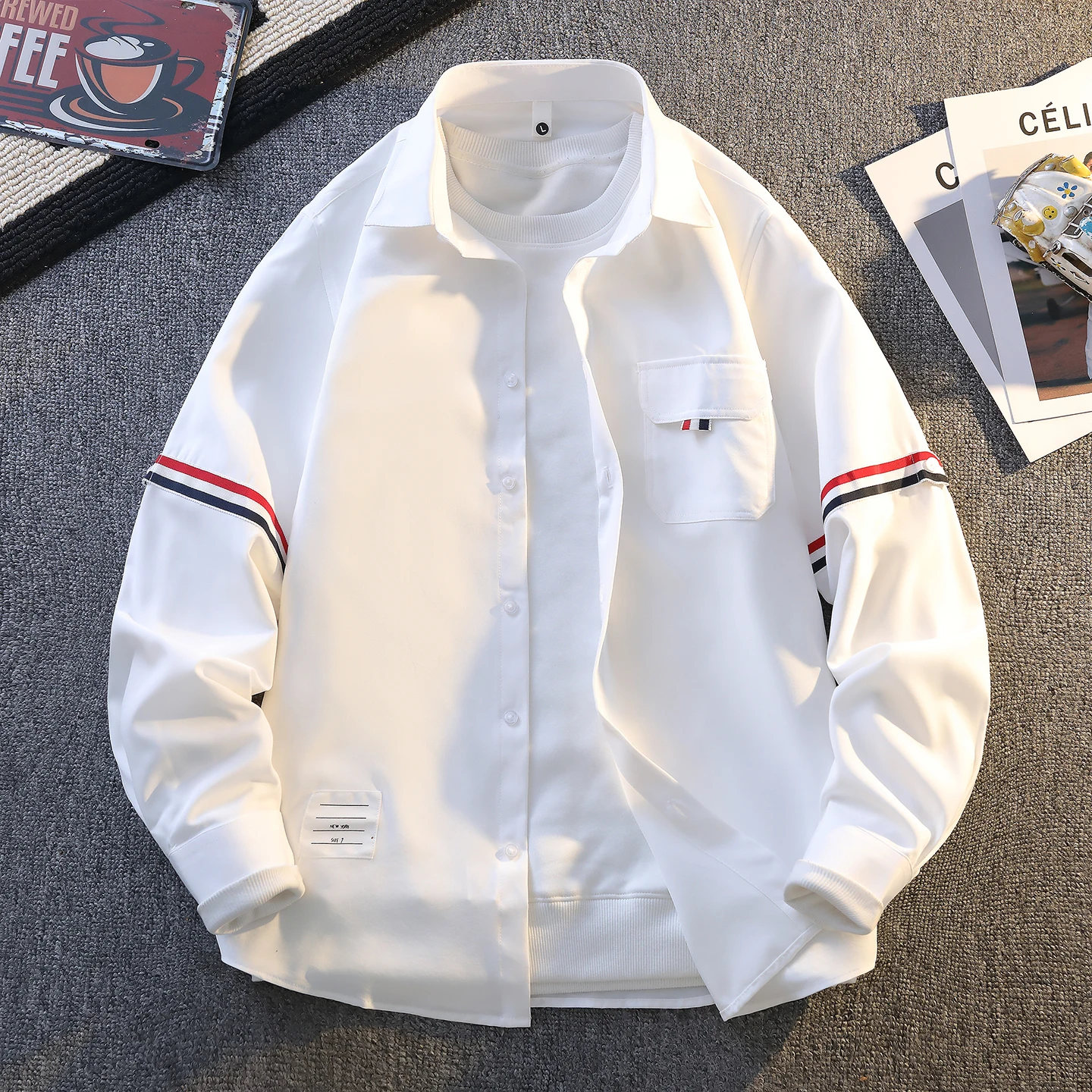2026 Spring New Men's Solid Color Shirt Commuter Ironless Anti Wrinkle Micro Elastic Casual Versatile Shirt Coat M-6XL