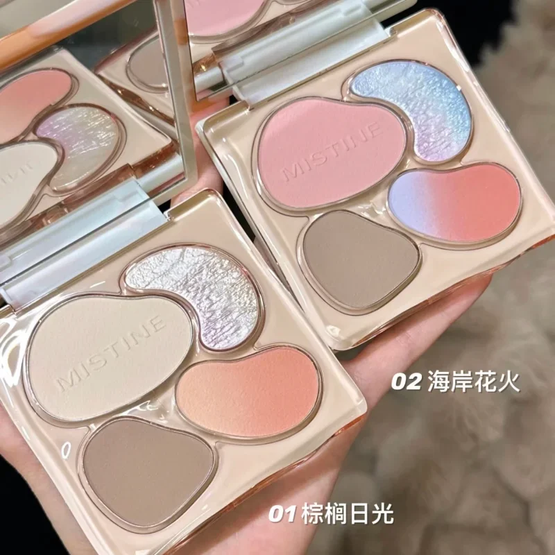 MISTINE 5-Color Facial Highlighter Palette Eyeshadow Blusher Contouring 3-in-one Matte Shimmer Korea Beauty Makeup Cosmetics