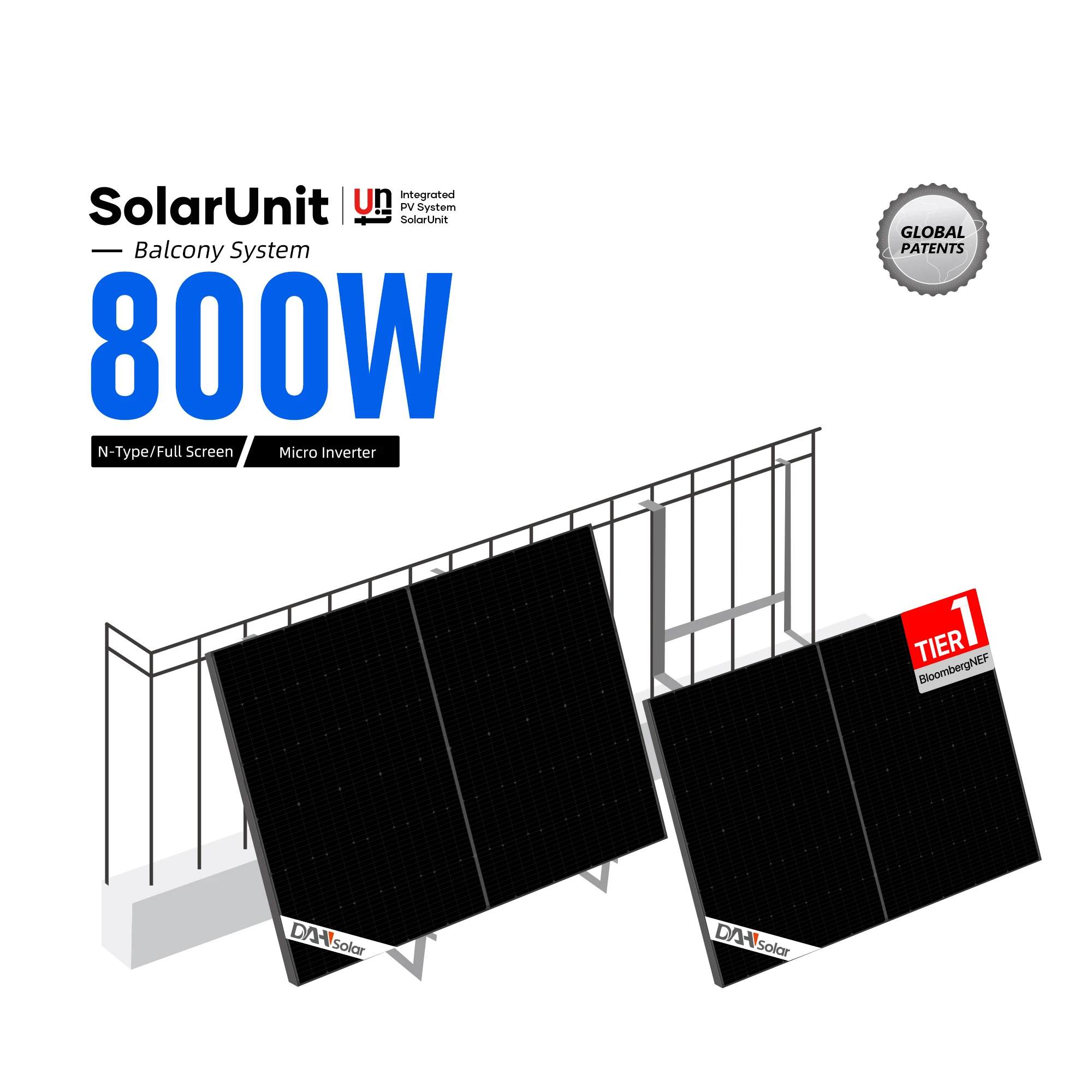 SolarUnit Max System efficiency 97.55% 800w 800watt Balcony Solar System with Battery