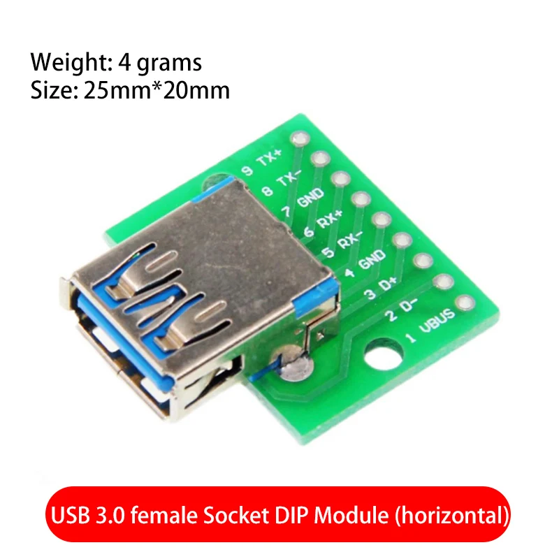 Женский разъем USB 3.0 к DIP PCB Женский разъем USB PCB Разъем USB PCB Разъем USB