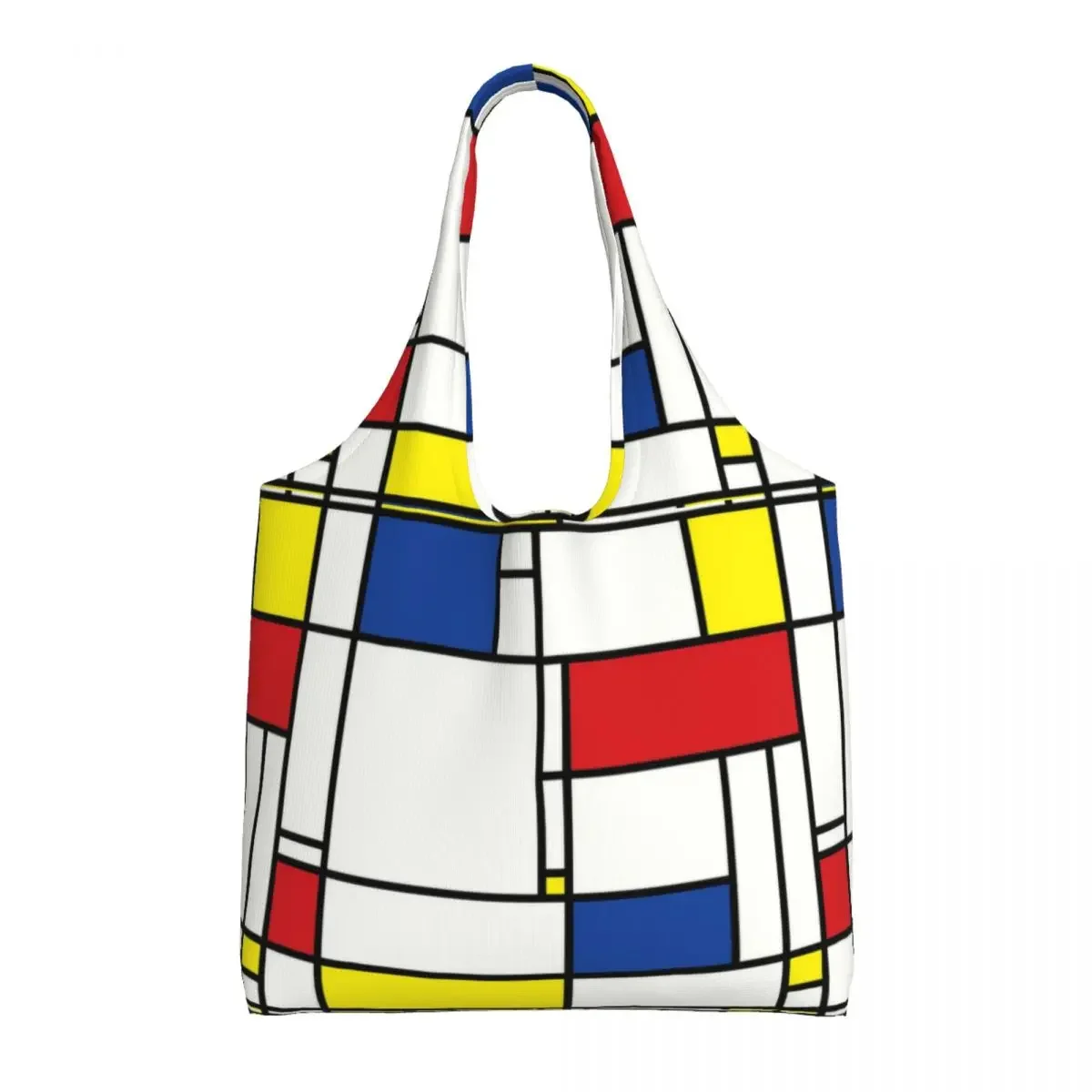 

Custom Piet Mondrian De Stijl Grocery Tote Shopping Bag Women Modern Art Canvas Shoulder Shopper Bags Large Capacity Handbag