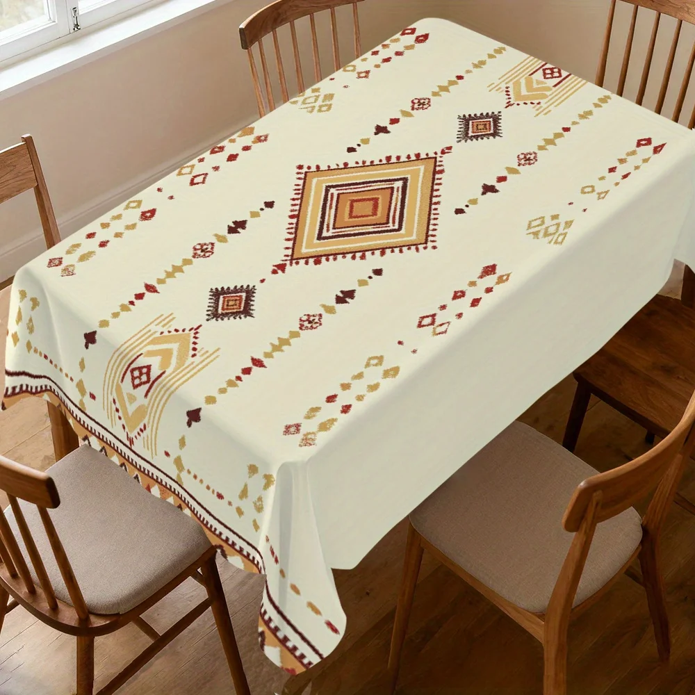 One geometric tribe art rectangular tablecloth design, fine-tune your dining table and enhance your dining space