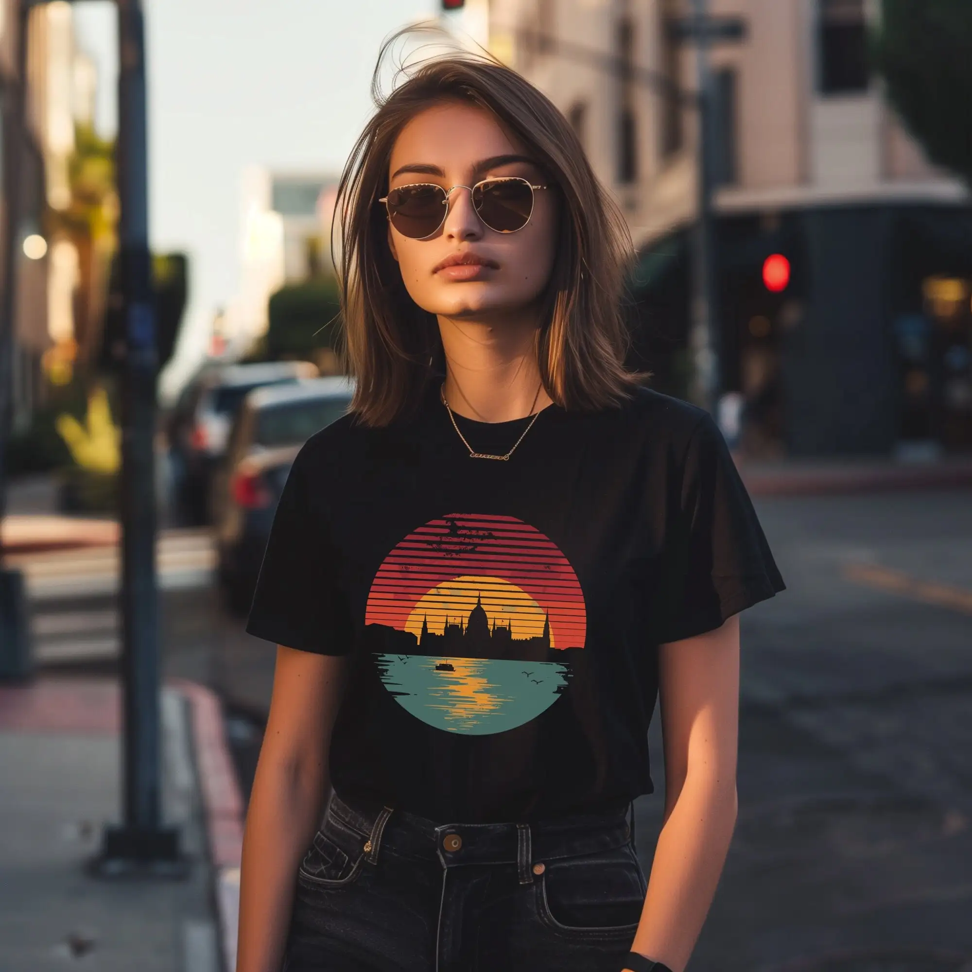 Retro Sunset Over Budapest T Shirt Road Trip Destination Europe Hungary World Traveler Wanderlust