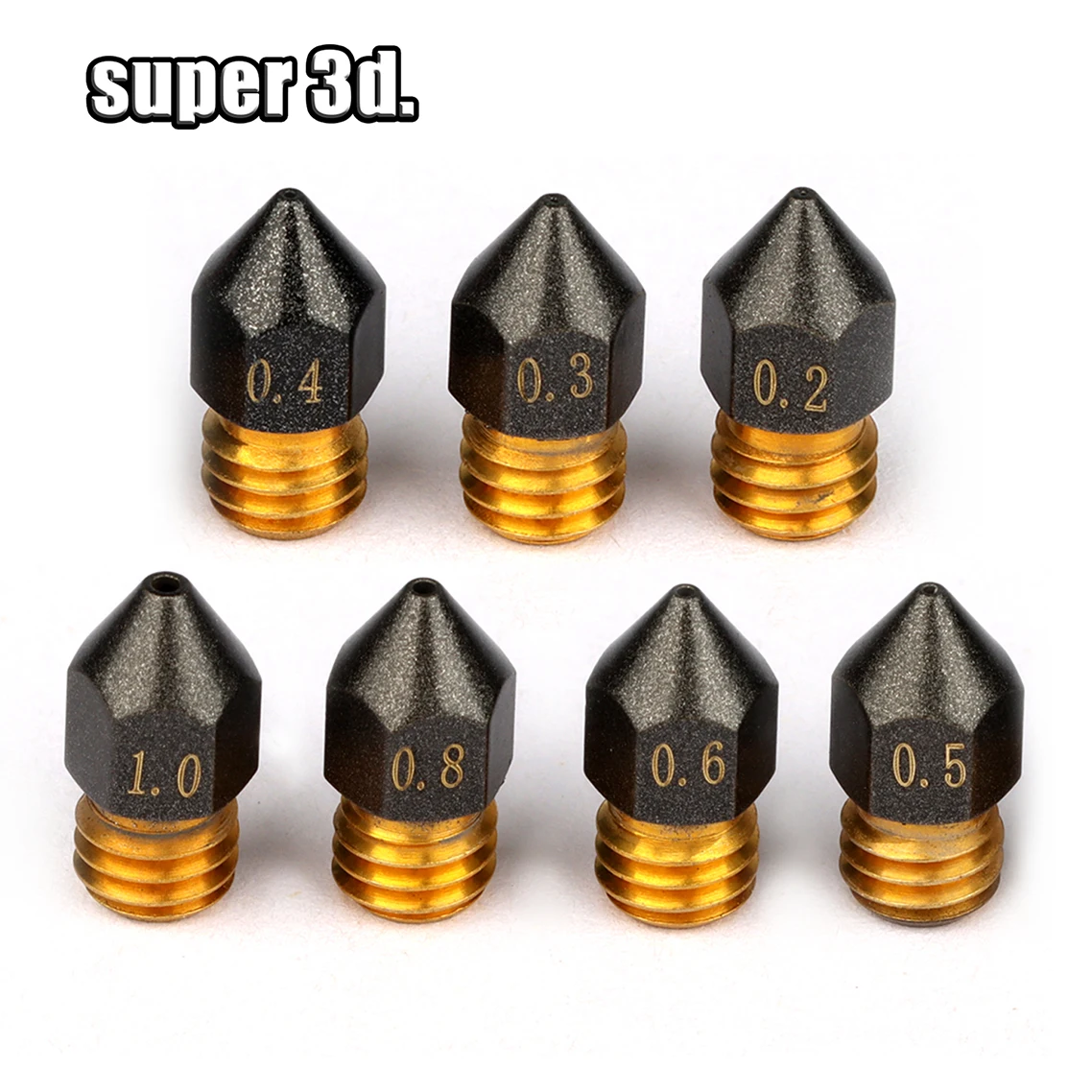 1/2/5 Stück MK8/E3D/Volcano Messing-PTFE-Düse, beschichtet, antihaftbeschichtet, Filament 0,2/0,3/0,4/0,6/0,8/1,0 mm, 3D-Drucker Ender 3, kostenloser Versand – Detail 13