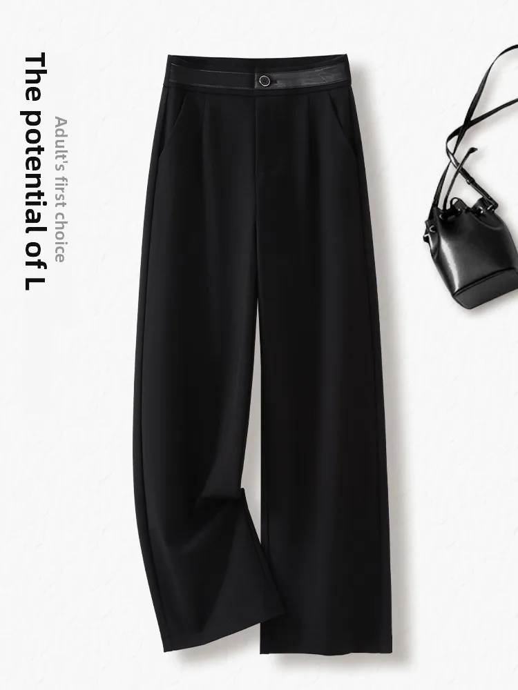 

Black High Waist Straight Leg Suit Pants Women's Spring Autumn 2026 New Narrow Version Wide Leg Pants Casual Trousers