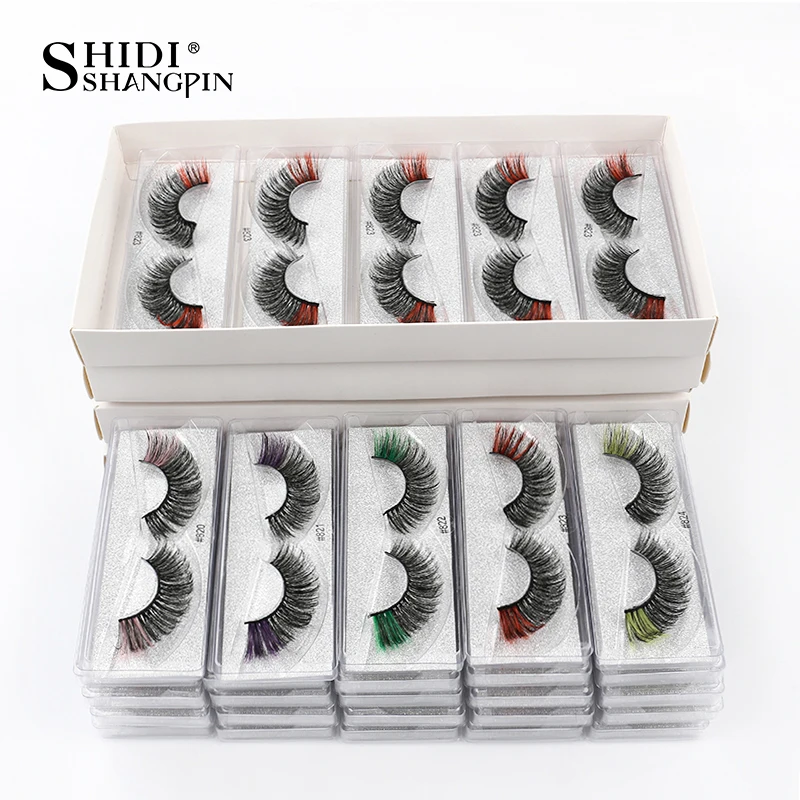 Colored Eyelashes Wholesale 5/100pcs Mink Lashes Fake Lashes Natural False Lashes Mink Eyelashes Set Colorful Eyelashes Bulk