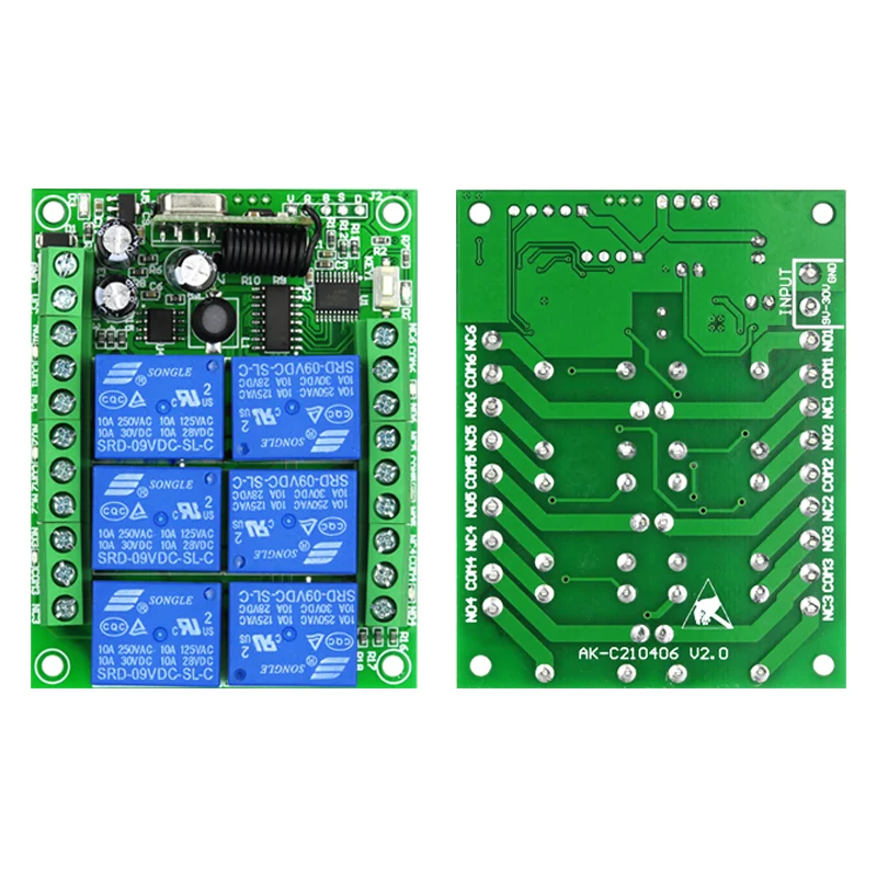 DC 12V~24V 6 Channels Small Size Low Power Consumption Motor Industry Control Wireless Remote Controller Switch