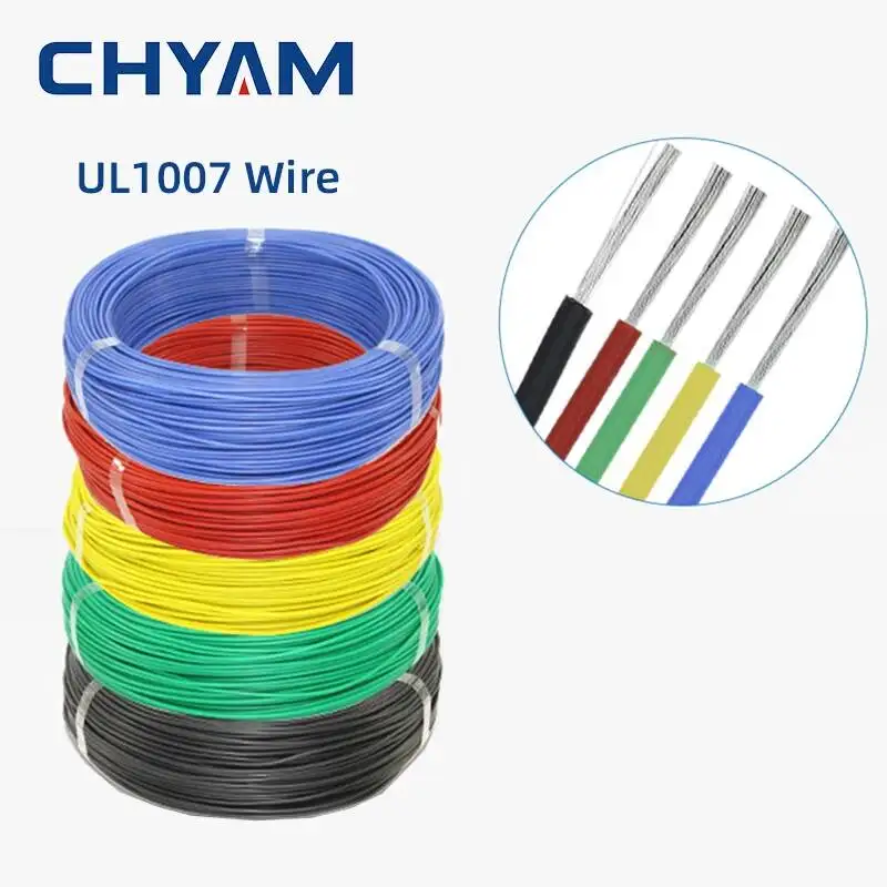 5 medidores 5M UL1007 Fio 24awg 26 28 30 22AWG 18AWG 16AWG Fios de cabo eletrônico de PVC