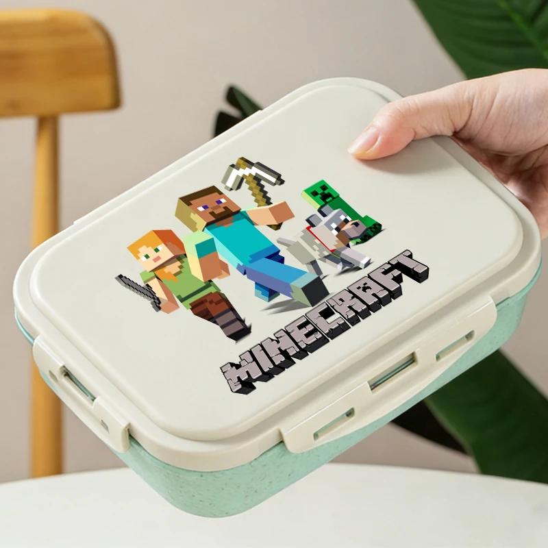 

Minecrafted Bento Lunch Box Game Picnic Food Containers Cartoon Figures Boys Girls School Lunchbox Office Dinner Cases Gift New