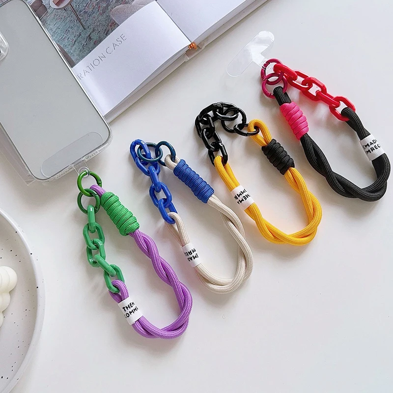 Korea Stylish Lanyard Colorful Phone Strap Bag Braided Strips Keycord Hanging Trousers Accessories Anti-loss Keychain Wrist Rope