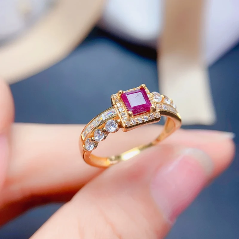 Natural Ruby Rings for women silver 925 jewelry luxury gem stones 18k gold plated free shiping items