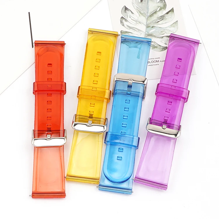 20mm 22mm Transparent PVC Watch Strap Colorful Men Women Quick Release Sport Waterproof Band Bracelet for Samsung for Huawei