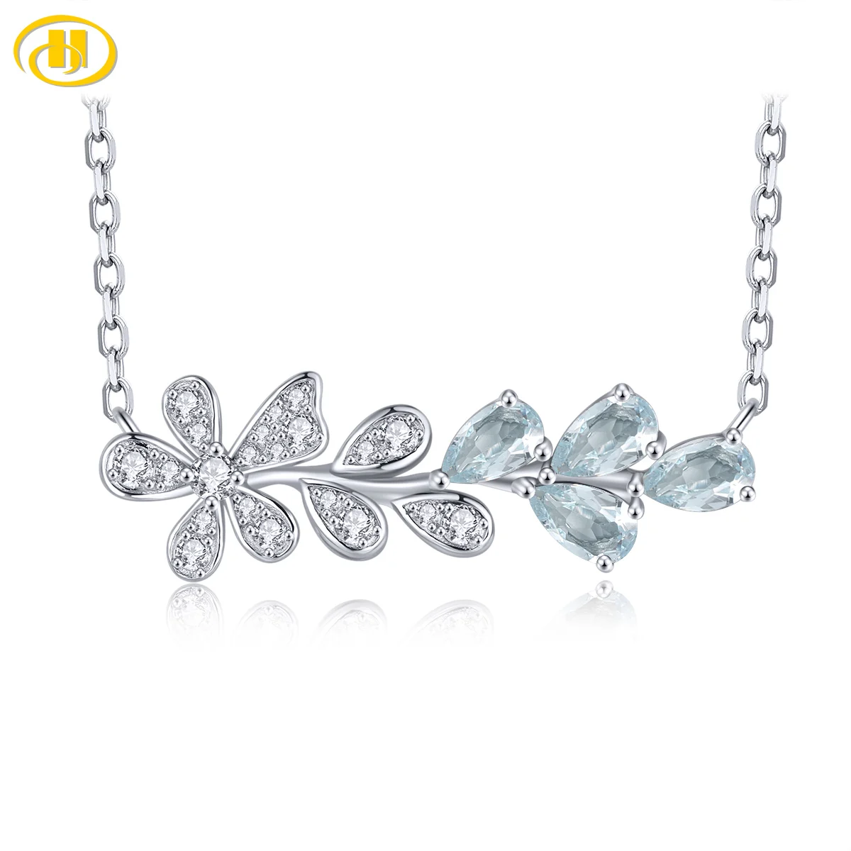 

Ожерелье из стерлингового серебра S915 с натуральным аквамарином, 0,8 карата, натуральный светло-голубой драгоценный камень, романтические элегантные ювелирные изделия