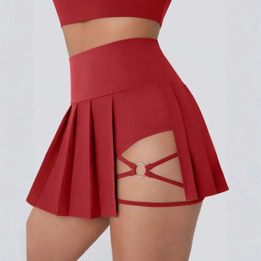 Womens Asymmetrical Pleated Skirt for Outdoor Sports