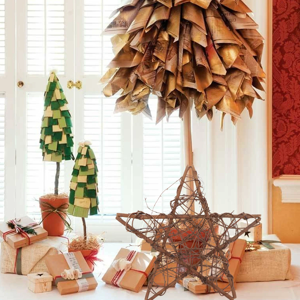 

1pc 35Cm Pentagram Decorative Ornament Rattan Craft For Home Office Cafe Hotel Wedding Christmas Party Table Decoration Wall