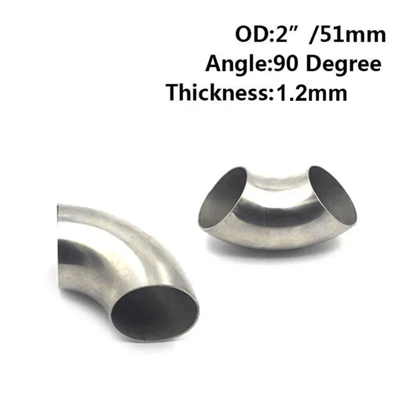 Car Exhaust Pipe Weldable 90° Bend Elbow Fittings 2Inch/51mm Stainless Steel Car Exhaust Pipe Muffler Welded Pipe Car Accessorie