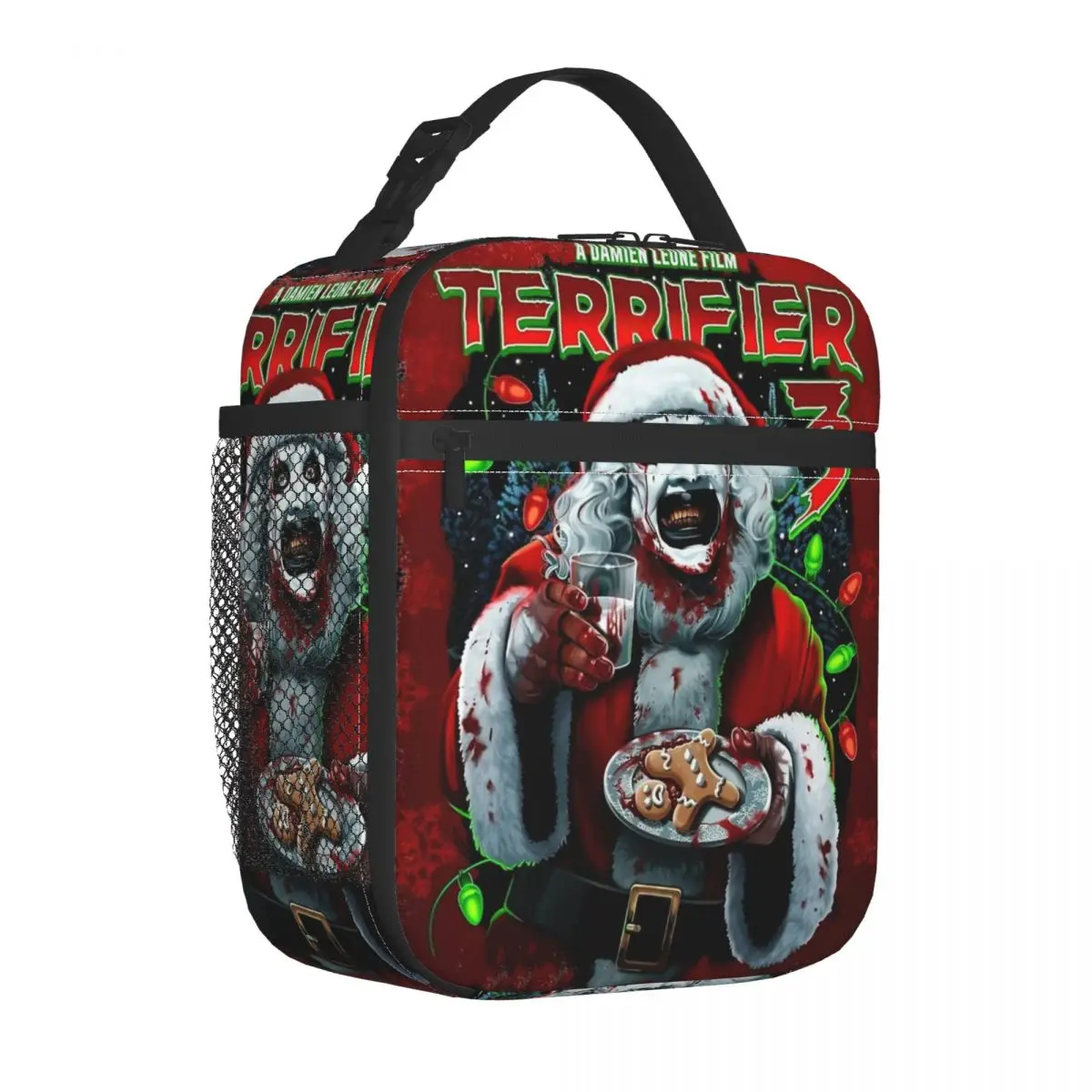 Poster Of Terrifier 3 Christmas Insulated Lunch Bag Halloween Art The Clown Food Container Leakproof Thermal Cooler Lunch Boxes