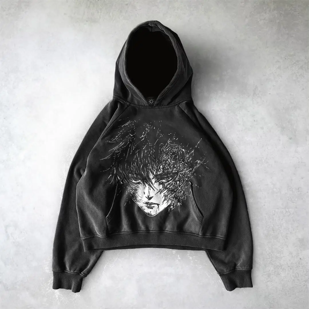 Harajuku sweatshirt oversized punk devil design print hoodies women y2k tops goth streetwear hoodie gothic clothes men clothing