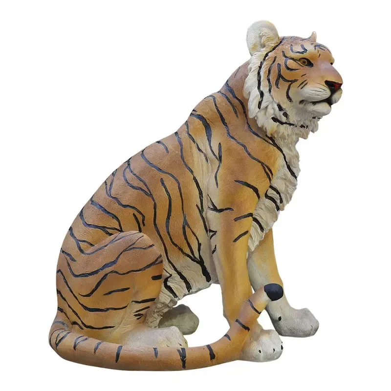 for Tiger Themed Life Size Resin Outdoor Statue Hand Painted Detail Textured Appearance Modern Yard Decorative Nature Accent