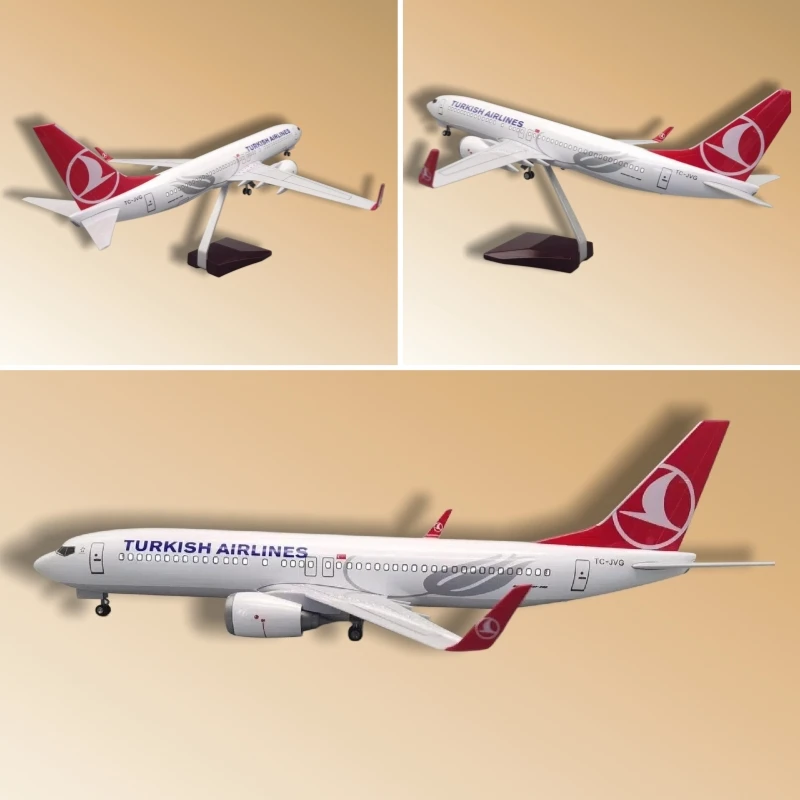 

Масштабная модель самолета Turkish Airlines Boeing 737 (1:85, 47 см) из литой смолы с подсветкой и подвижными колесами, коллекционный авиационный предмет